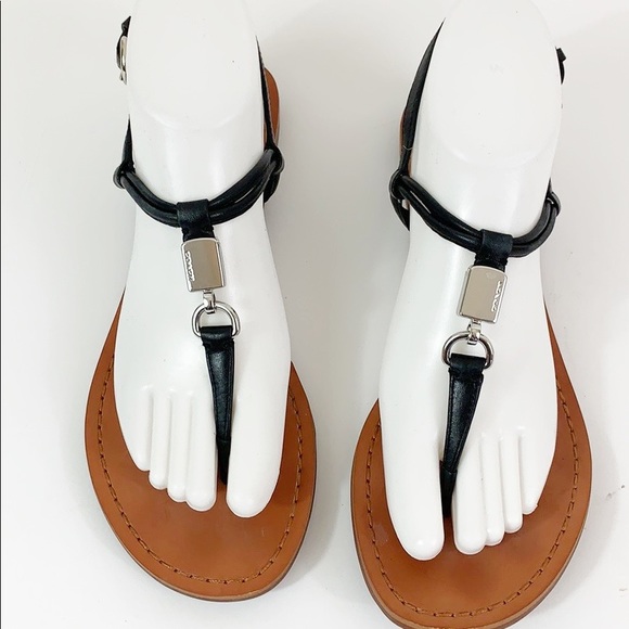Coach Shoes - NWOB Coach black leather thong sandals size 8B